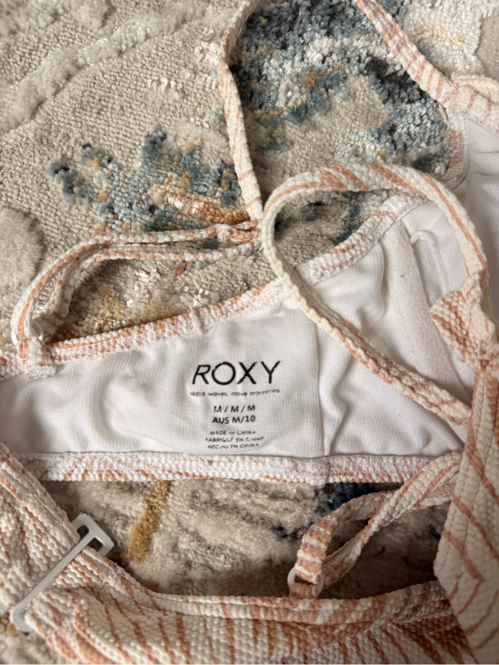 Roxy Cream and Light Peach Striped Bikini Top - Picture 3 of 3